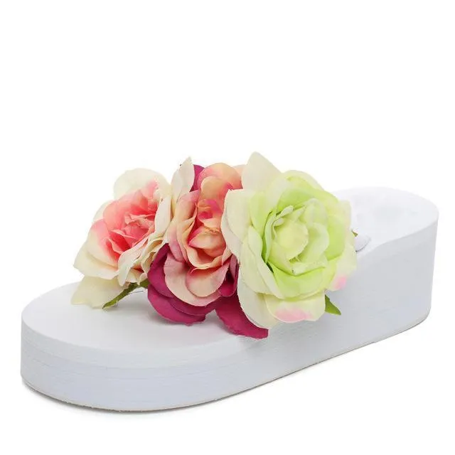 Flower Platform Flip Flops or Beach Sandals