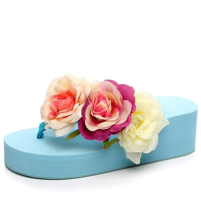 Flower Platform Flip Flops or Beach Sandals