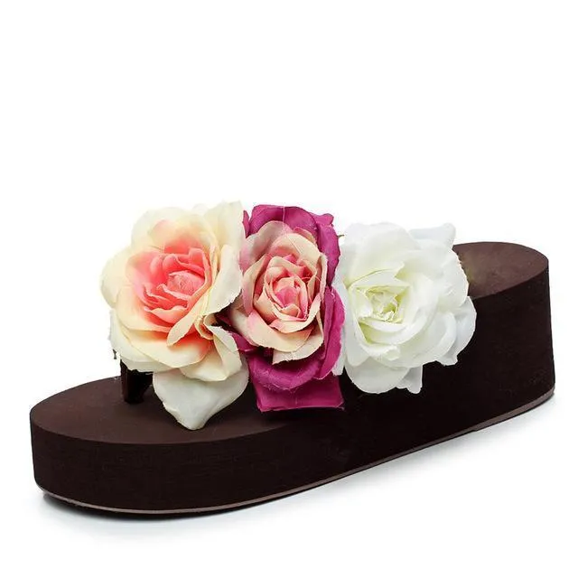Flower Platform Flip Flops or Beach Sandals