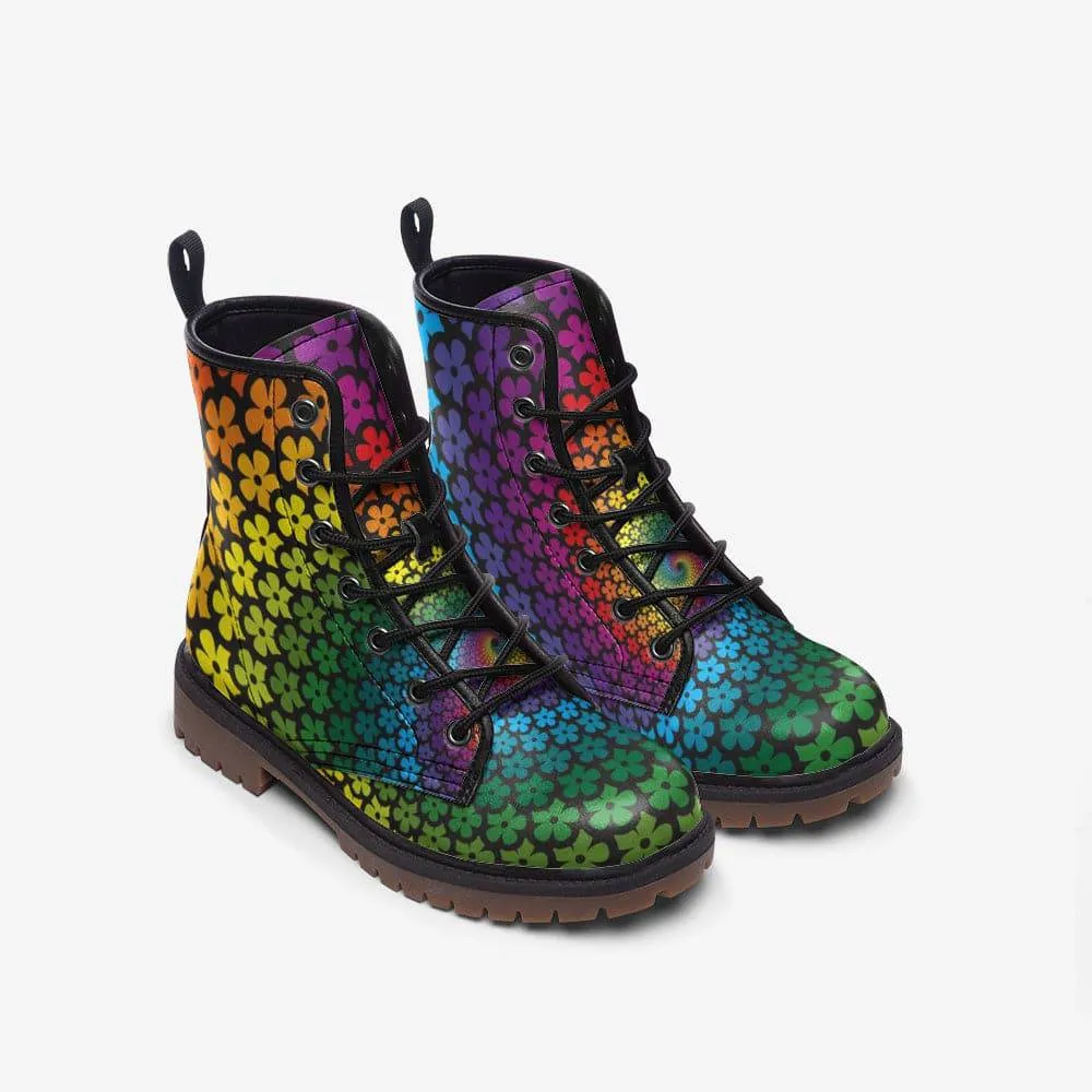 Flower Spiral Combat Boots