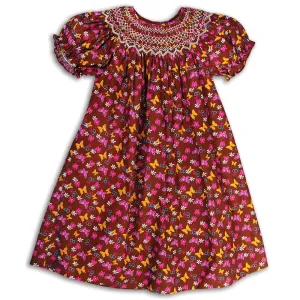 Fluttering Butterflies Brown Smocked Bishop