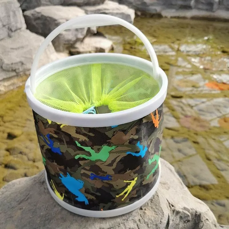 Foldable Canvas Fishing Bucket - Portable Camping Accessory