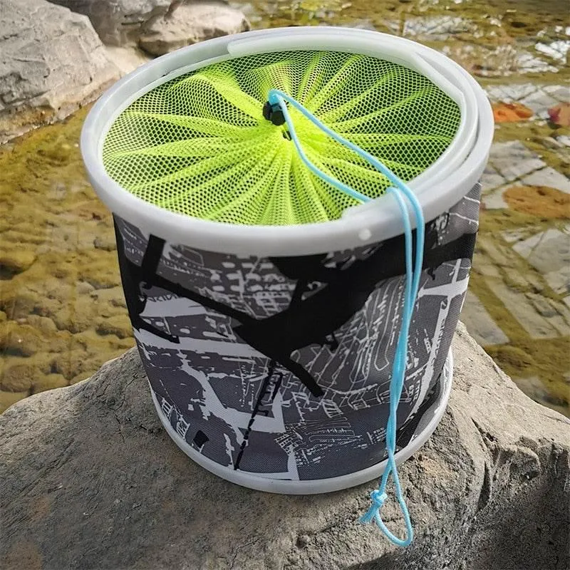 Foldable Canvas Fishing Bucket - Portable Camping Accessory