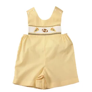 Football Yellow Gingham Smocked Romper