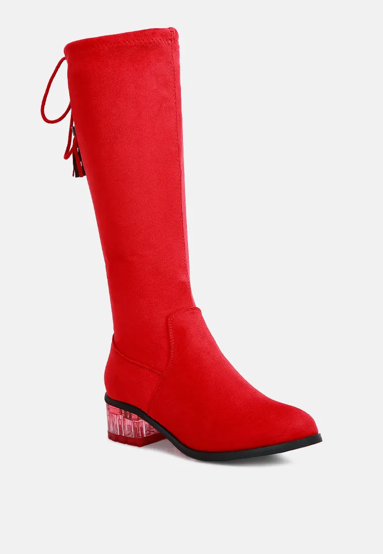 Francesca Tassels Detail Short Heel Calf Boot By Ruw