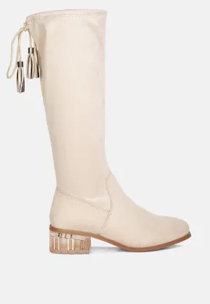 Francesca Tassels Detail Short Heel Calf Boot By Ruw