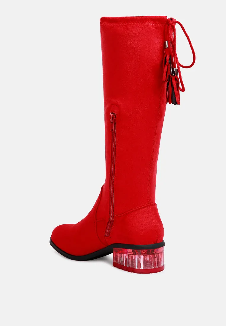 Francesca Tassels Detail Short Heel Calf Boot By Ruw