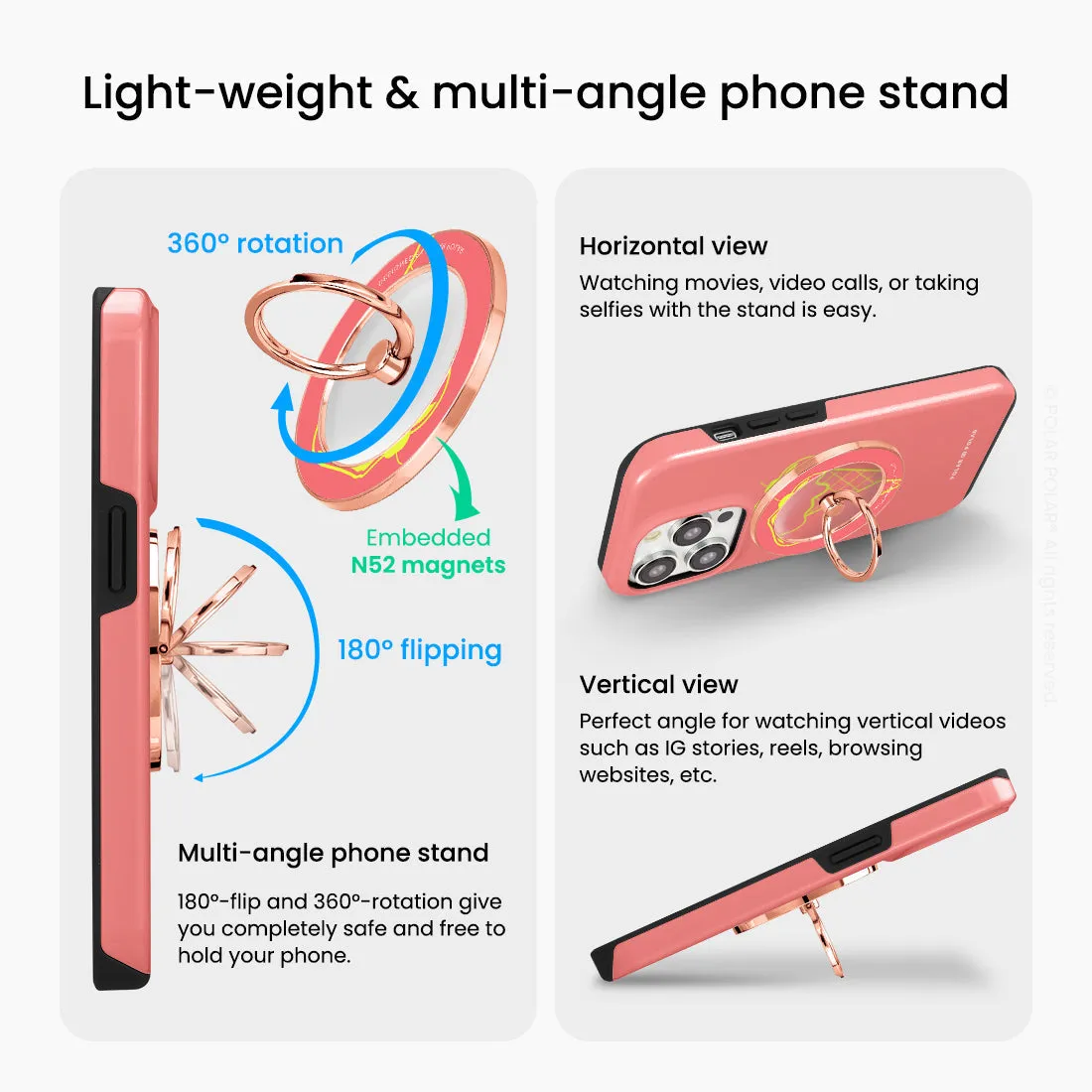 Fujisan Coral Ice Cream - Rose Gold MagSafe Phone Grip and Ring Holder Stand