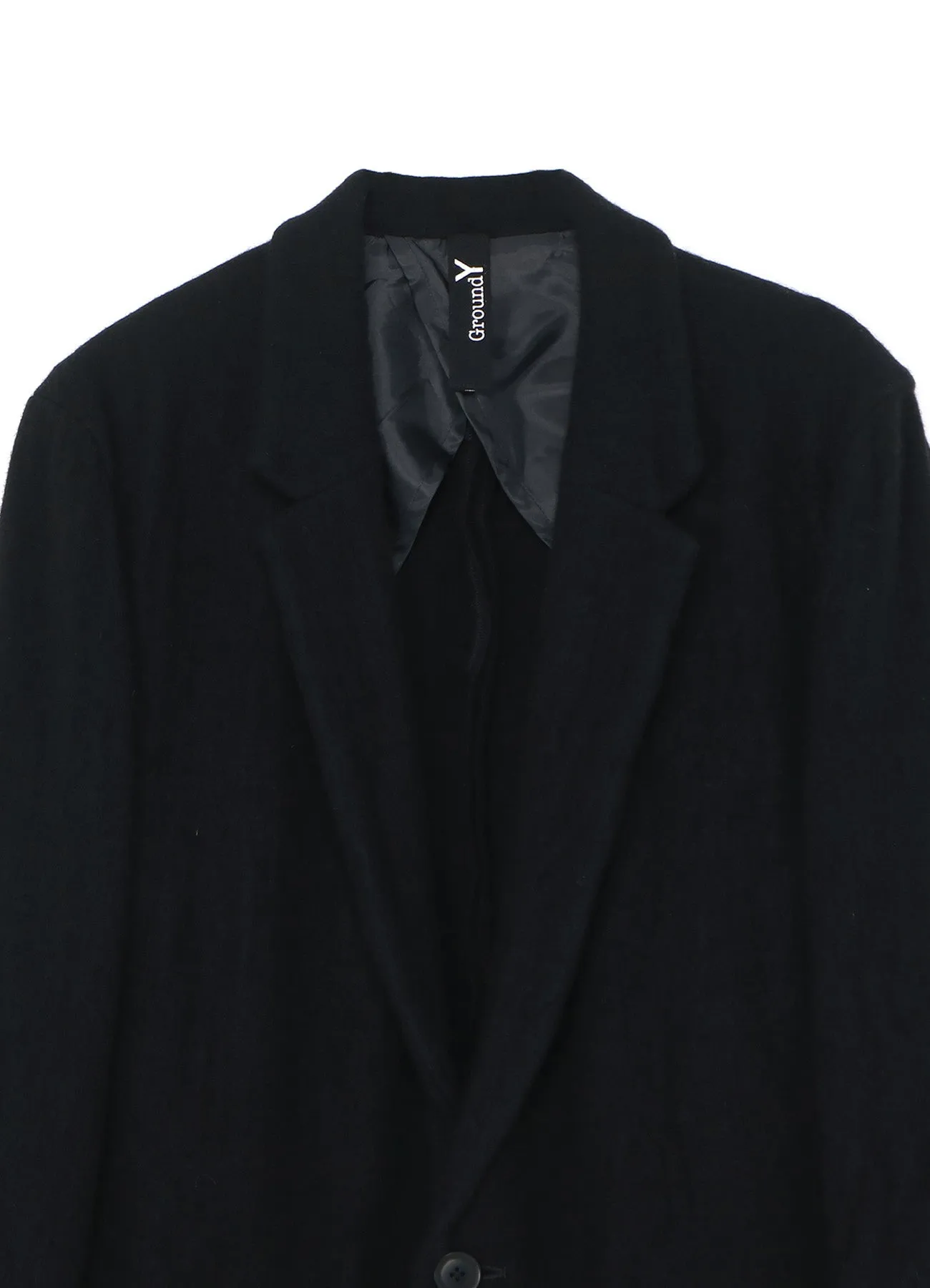 FULLING WOOL SERGE 1 BUTTON LONG JACKET