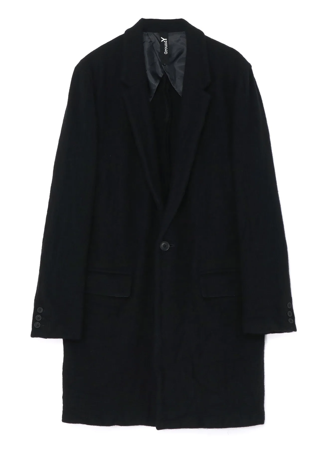 FULLING WOOL SERGE 1 BUTTON LONG JACKET