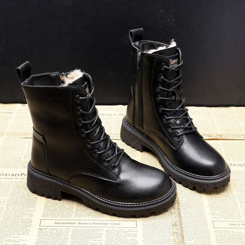 Furr lined combat style boot