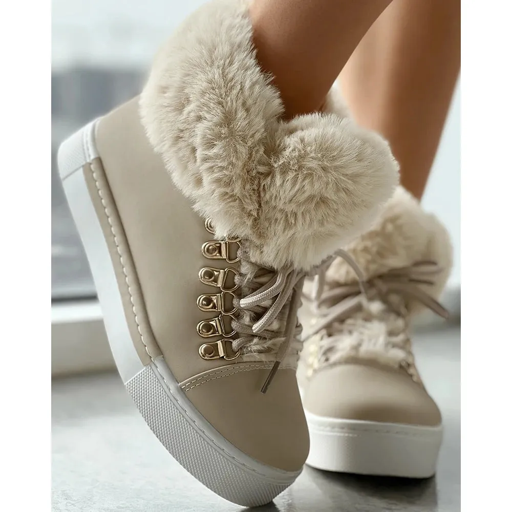 Fuzzy Lined Thermal  Ankle Boots