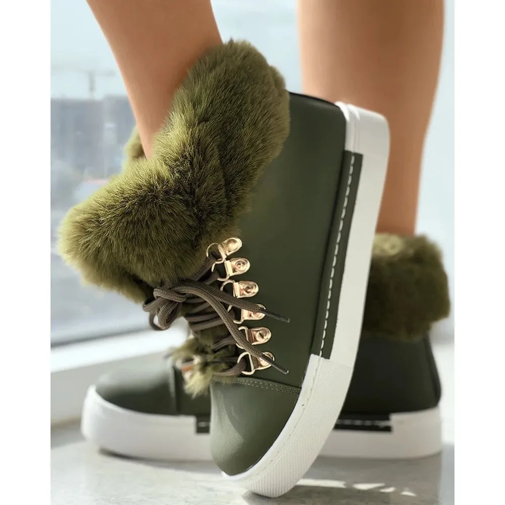 Fuzzy Lined Thermal  Ankle Boots