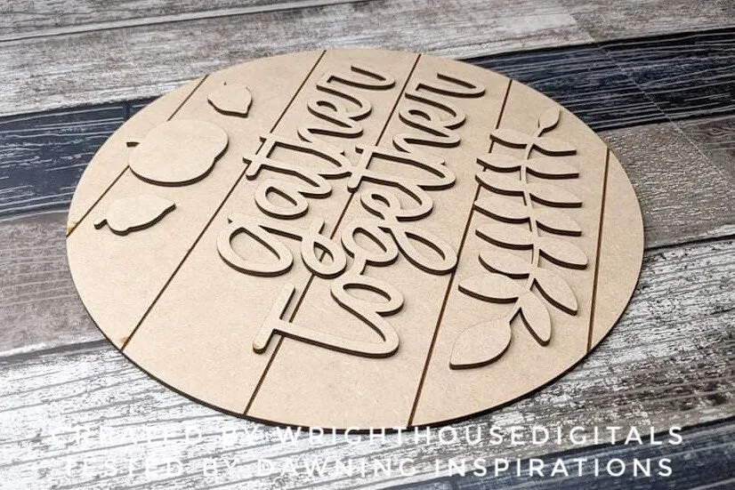 Gather Together Pumpkin and Greenery Door Hanger - Seasonal Sign Making and DIY Kits - Cut File For Glowforge Laser - Digital SVG File