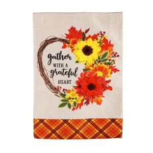 Gather with a Grateful Heart House Burlap Flag,13b9981