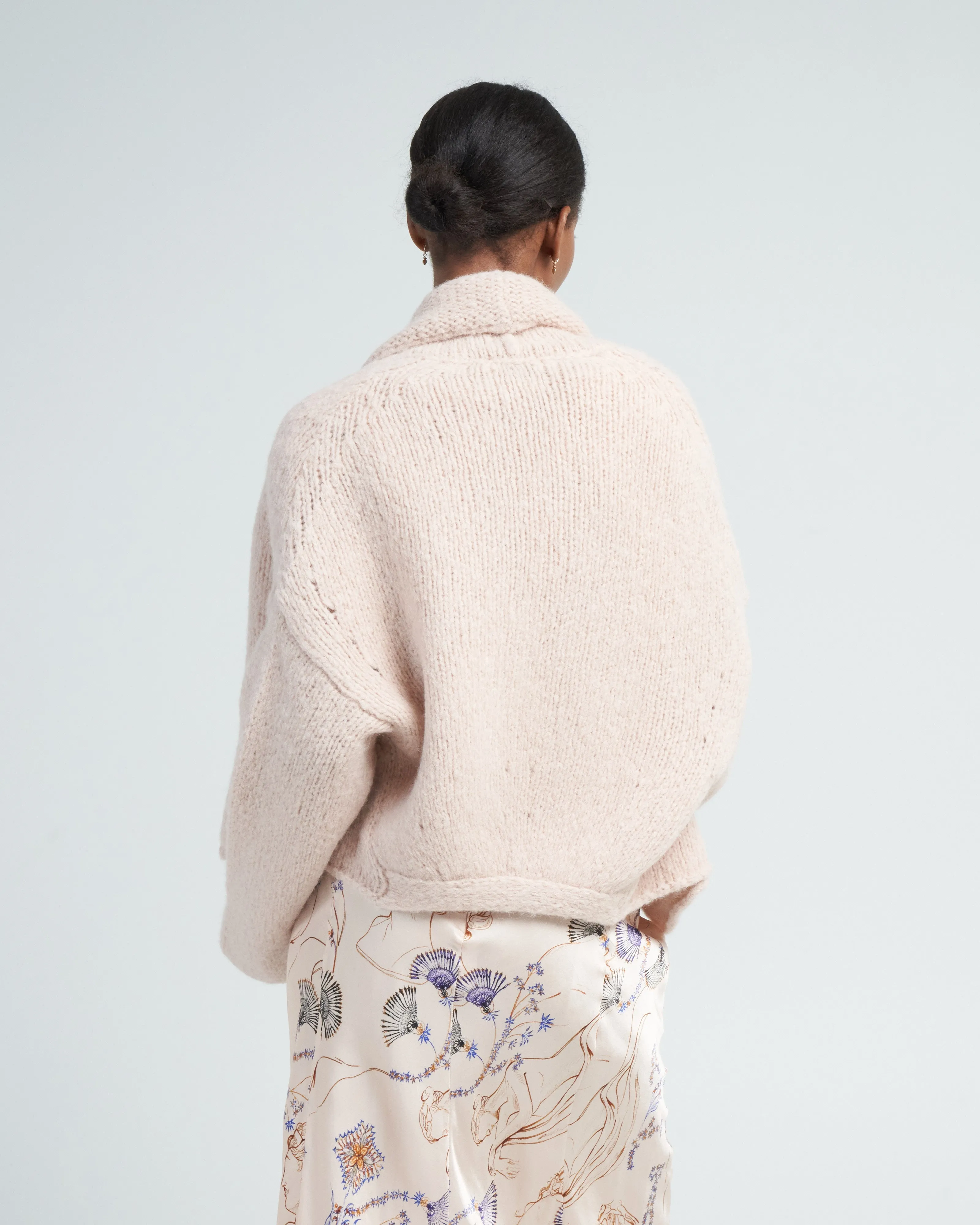 gauzed alpaca cardigan - skin