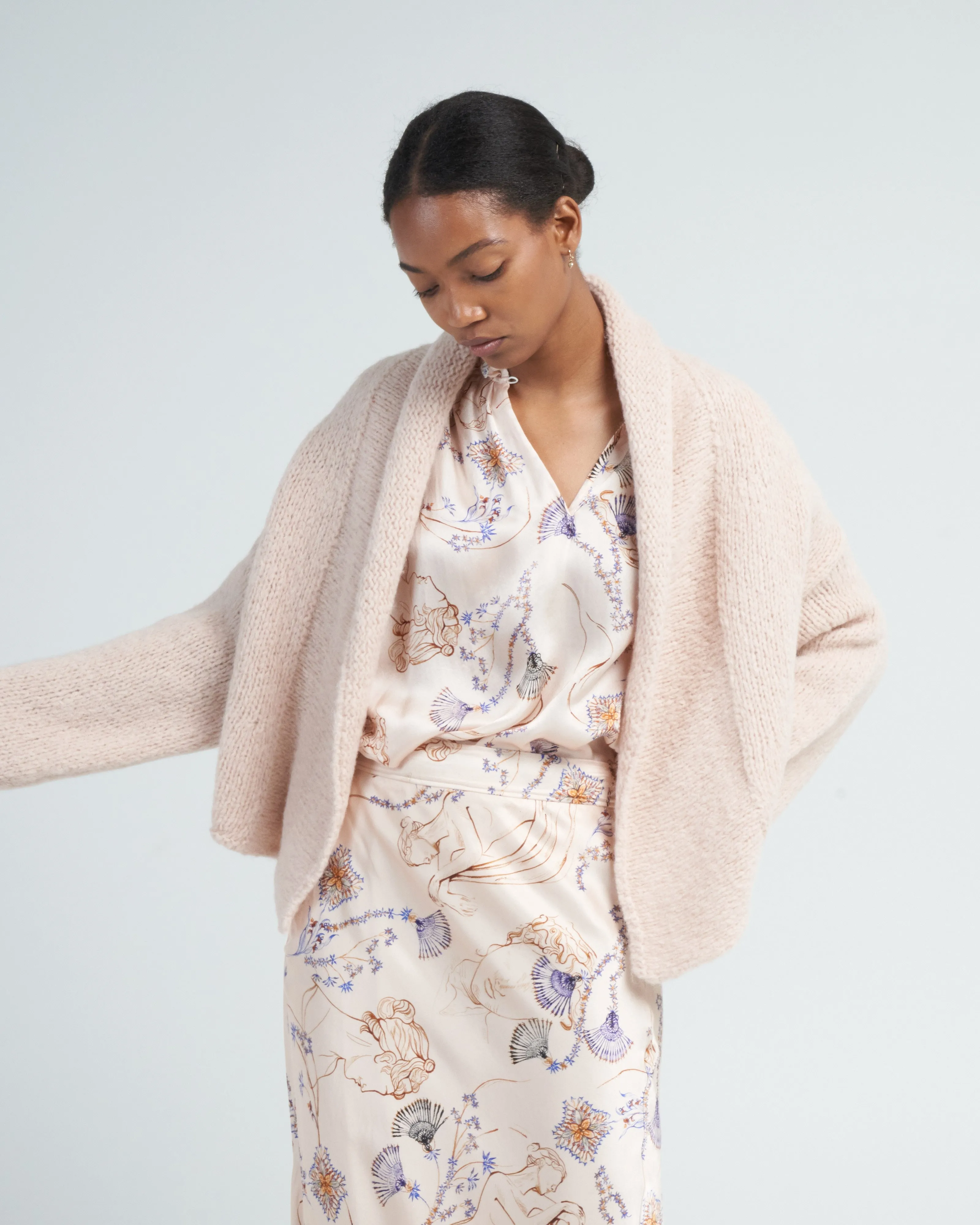 gauzed alpaca cardigan - skin