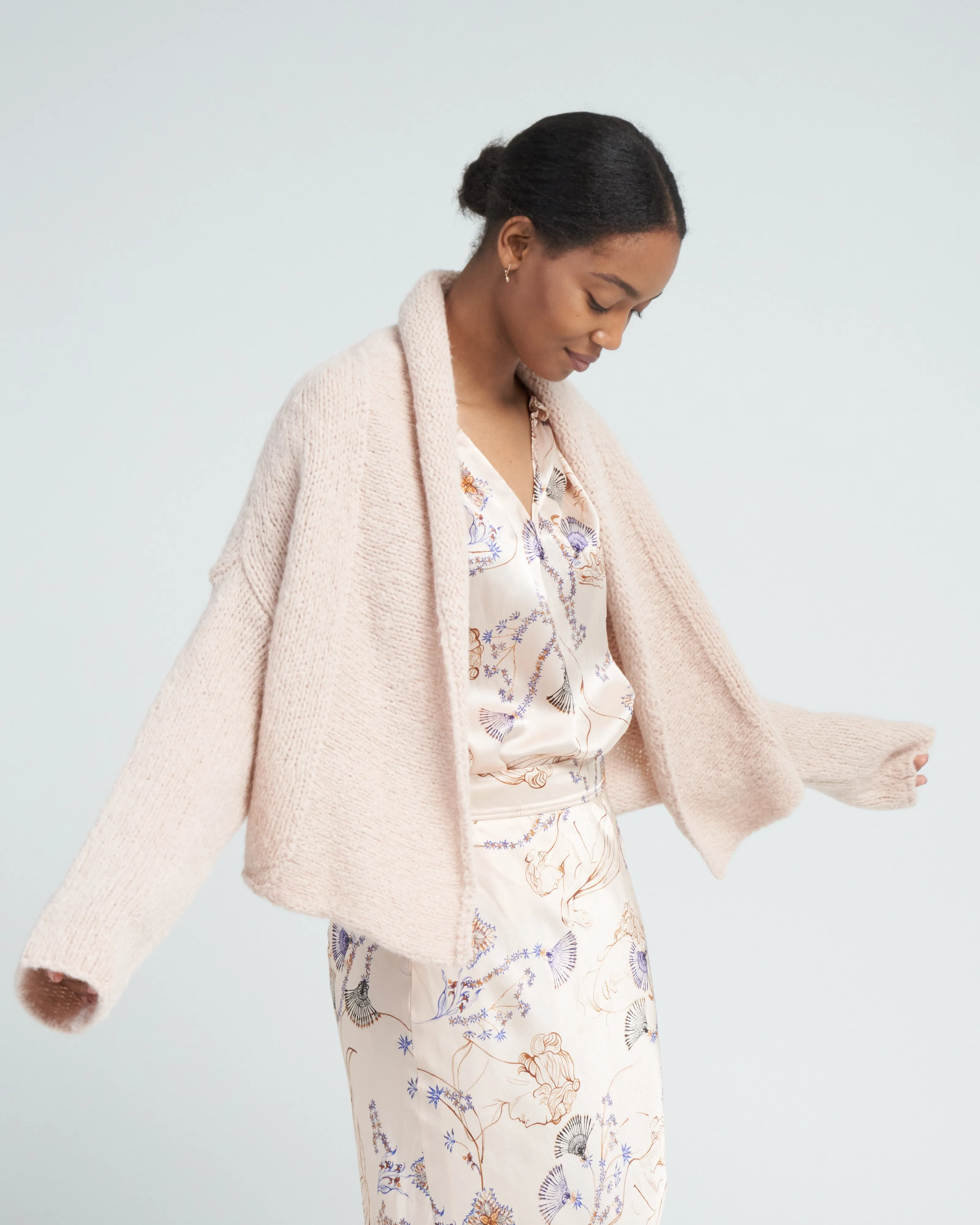 gauzed alpaca cardigan - skin