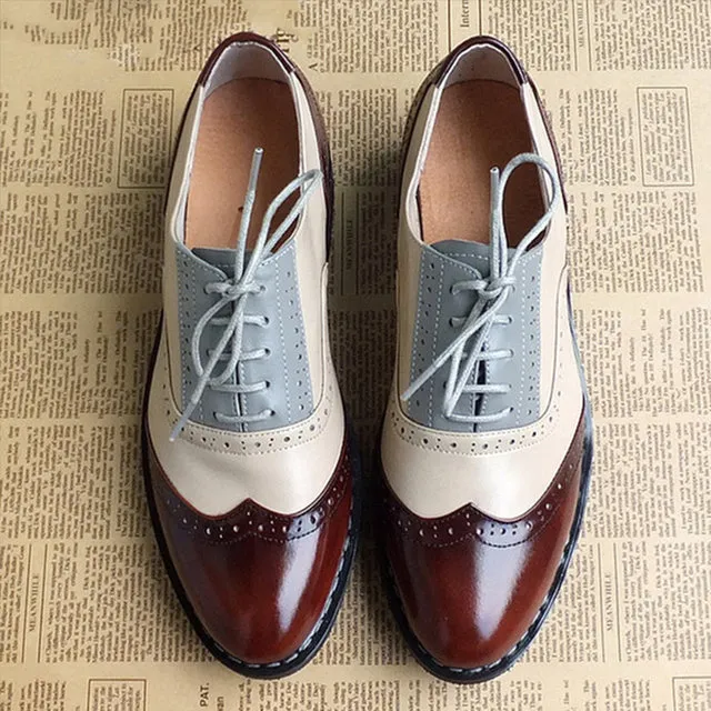 Genuine Leather Oxford Shoes Loafers For Women