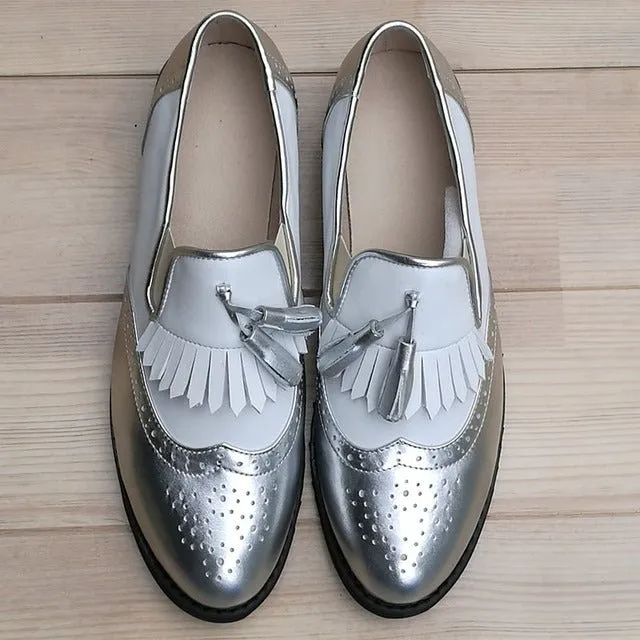 Genuine Leather Oxford Shoes Loafers For Women