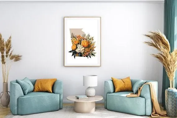 Georgia State Fall Wall Decor | Autumn Art Print, Southern Home Decor, Seasonal Georgia Art for Cozy Living Spaces