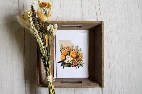 Georgia State Fall Wall Decor | Autumn Art Print, Southern Home Decor, Seasonal Georgia Art for Cozy Living Spaces