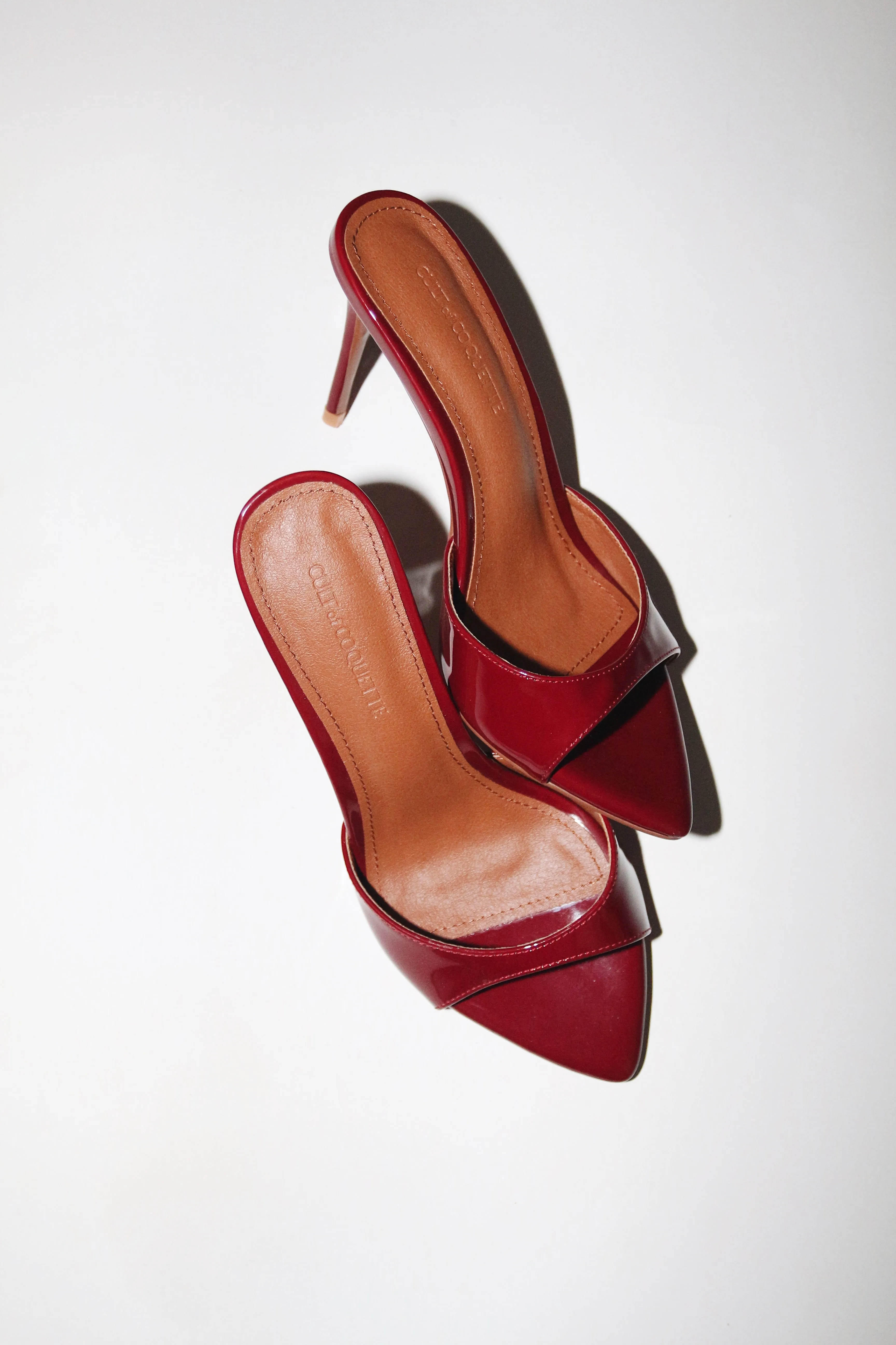 Gia Bordeaux Patent Leather Vegan Mules 80 mm