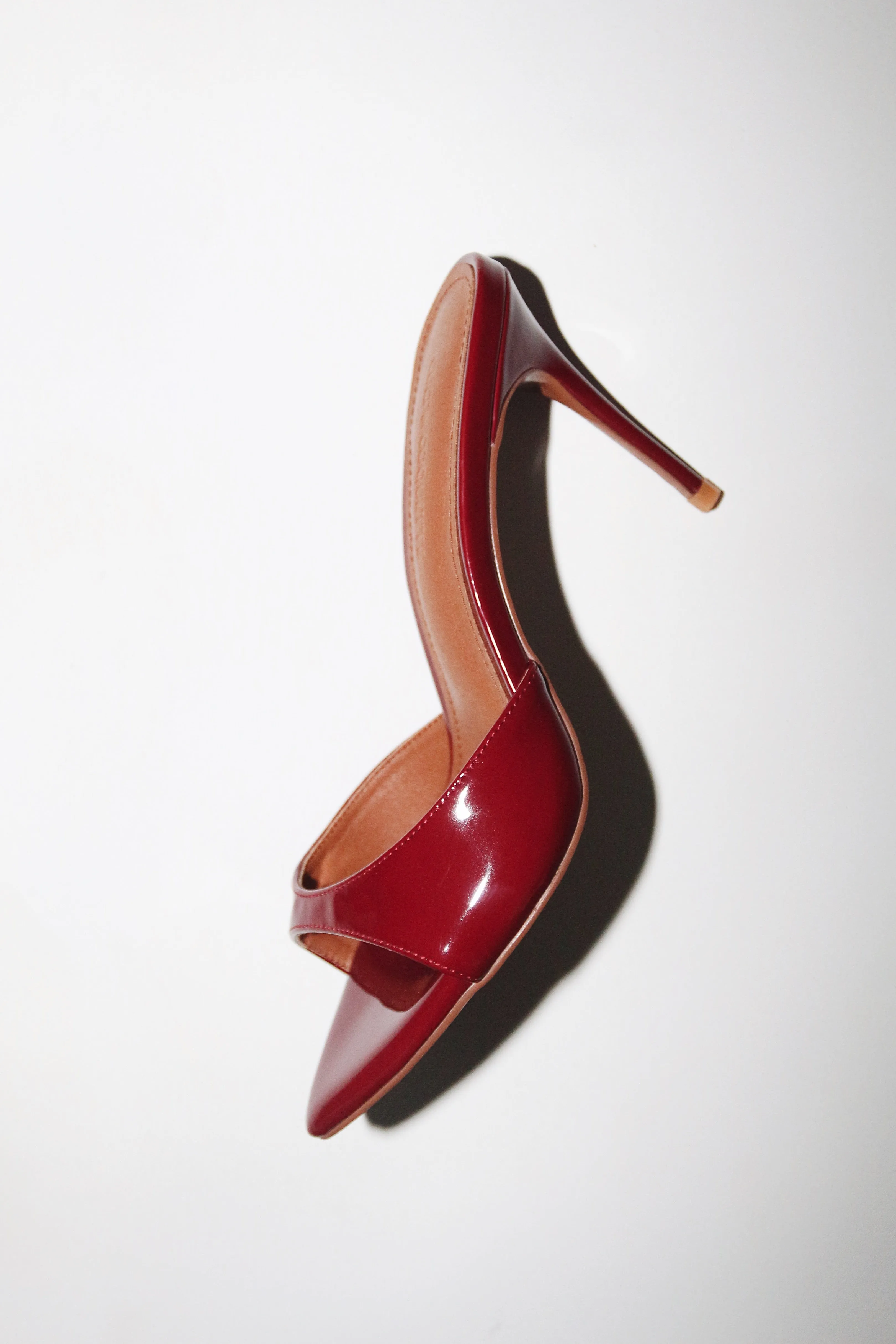 Gia Bordeaux Patent Leather Vegan Mules 80 mm