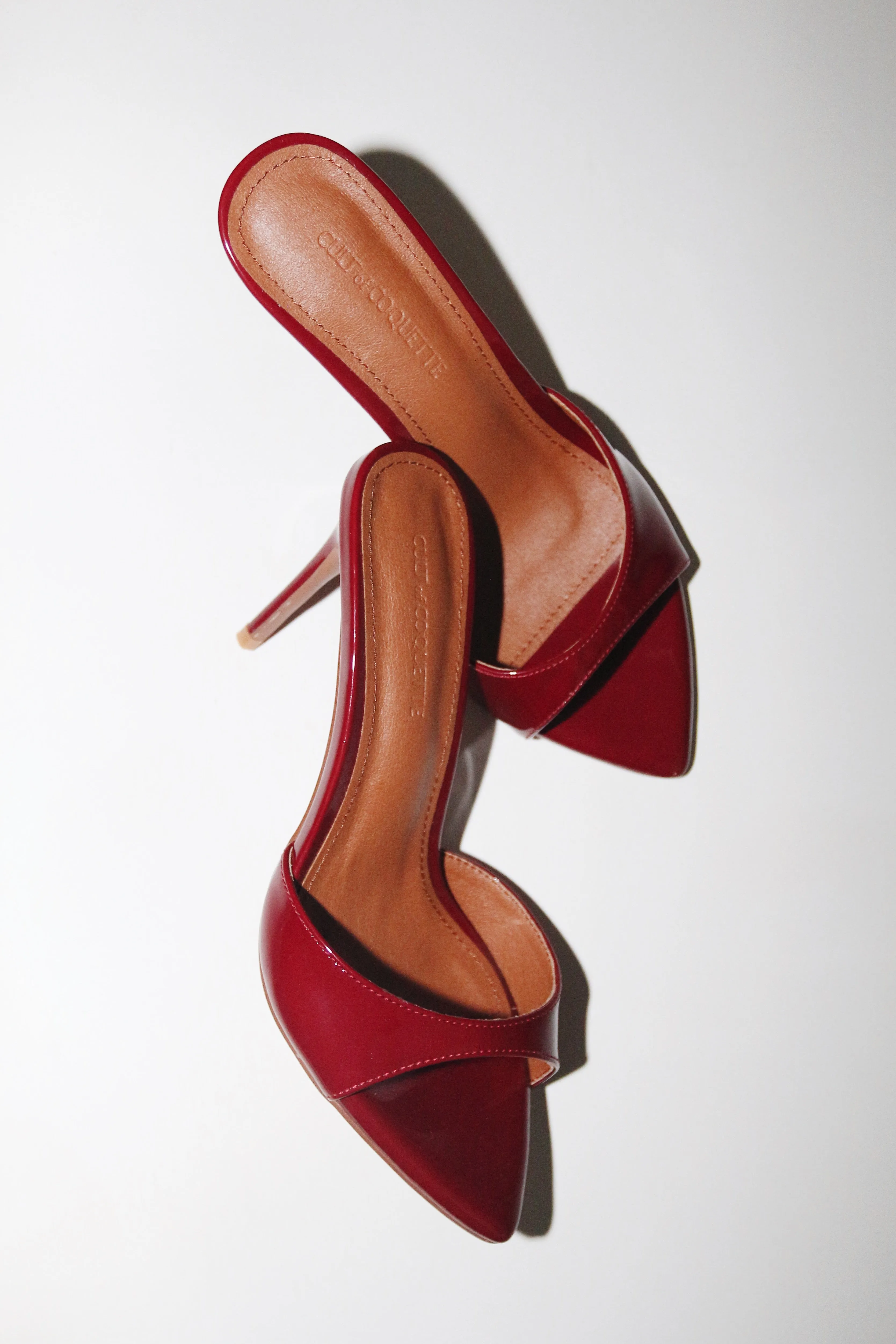 Gia Bordeaux Patent Leather Vegan Mules 80 mm