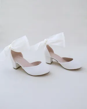 Girls Satin Block Heel with Wrapped Ankle Tie