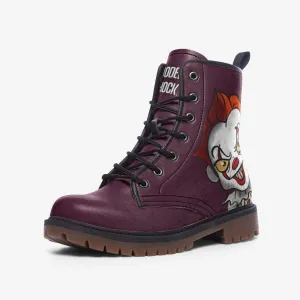 Goth Penrose IT Burgundy Vegan Leather Unisex Boots
