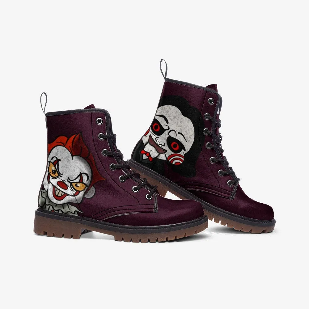 Goth Penrose IT Burgundy Vegan Leather Unisex Boots