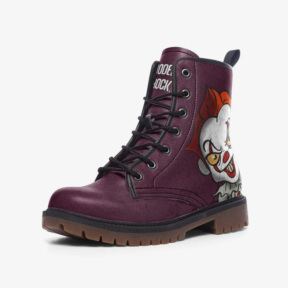 Goth Penrose IT Burgundy Vegan Leather Unisex Boots