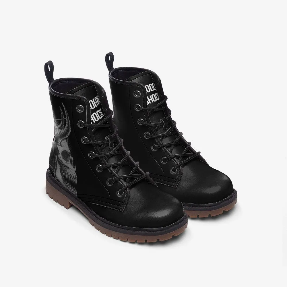 Gothic Skull Black Vegan Leather Unisex Boots