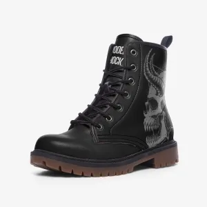 Gothic Skull Black Vegan Leather Unisex Boots