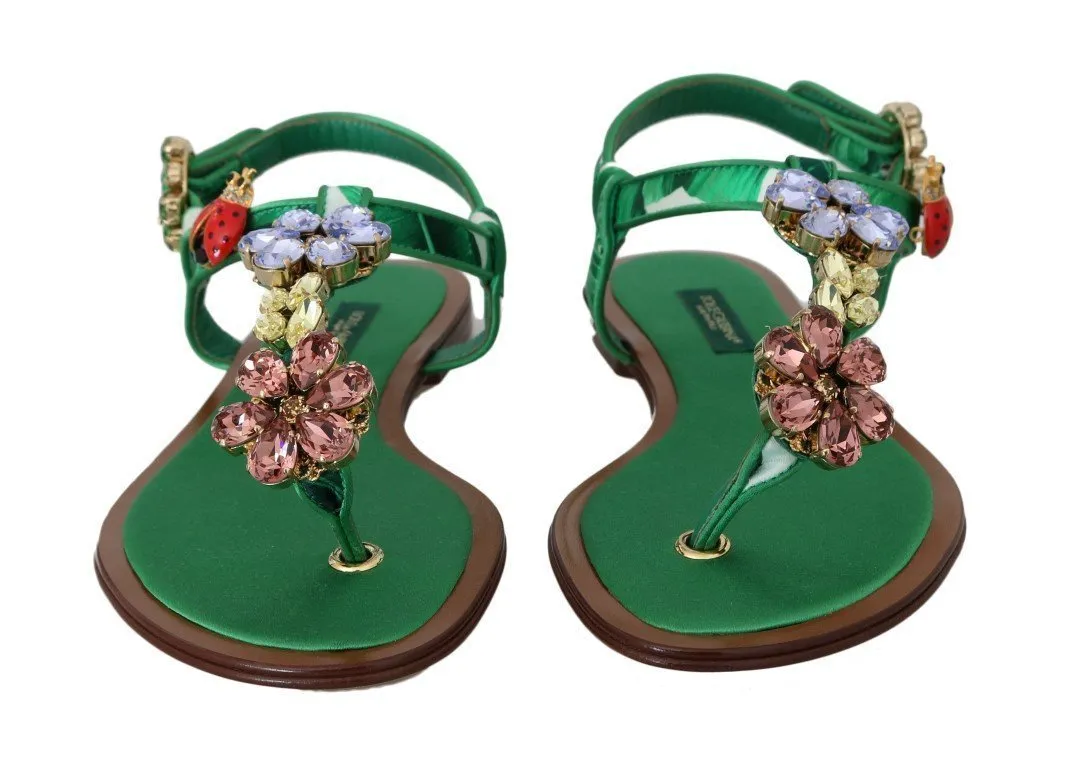 Green Banana Leafs Crystal Sandals
