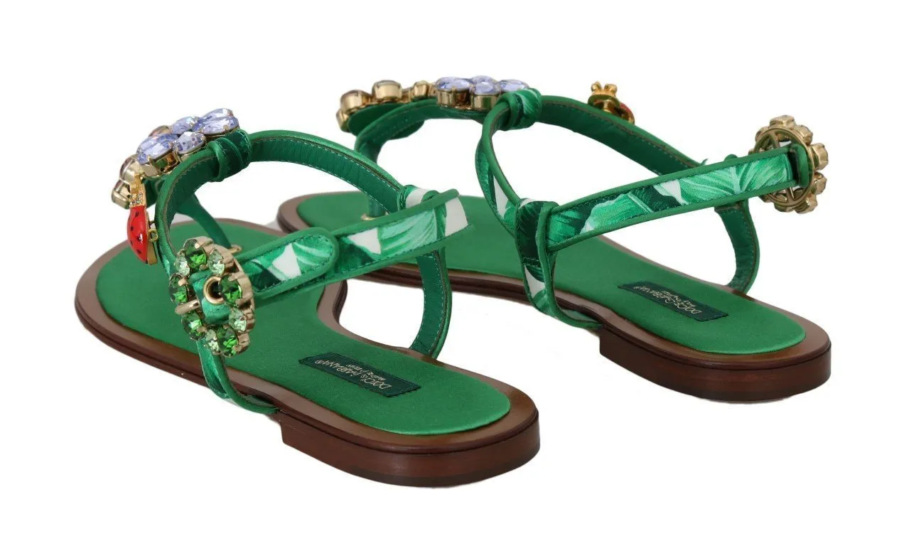 Green Banana Leafs Crystal Sandals