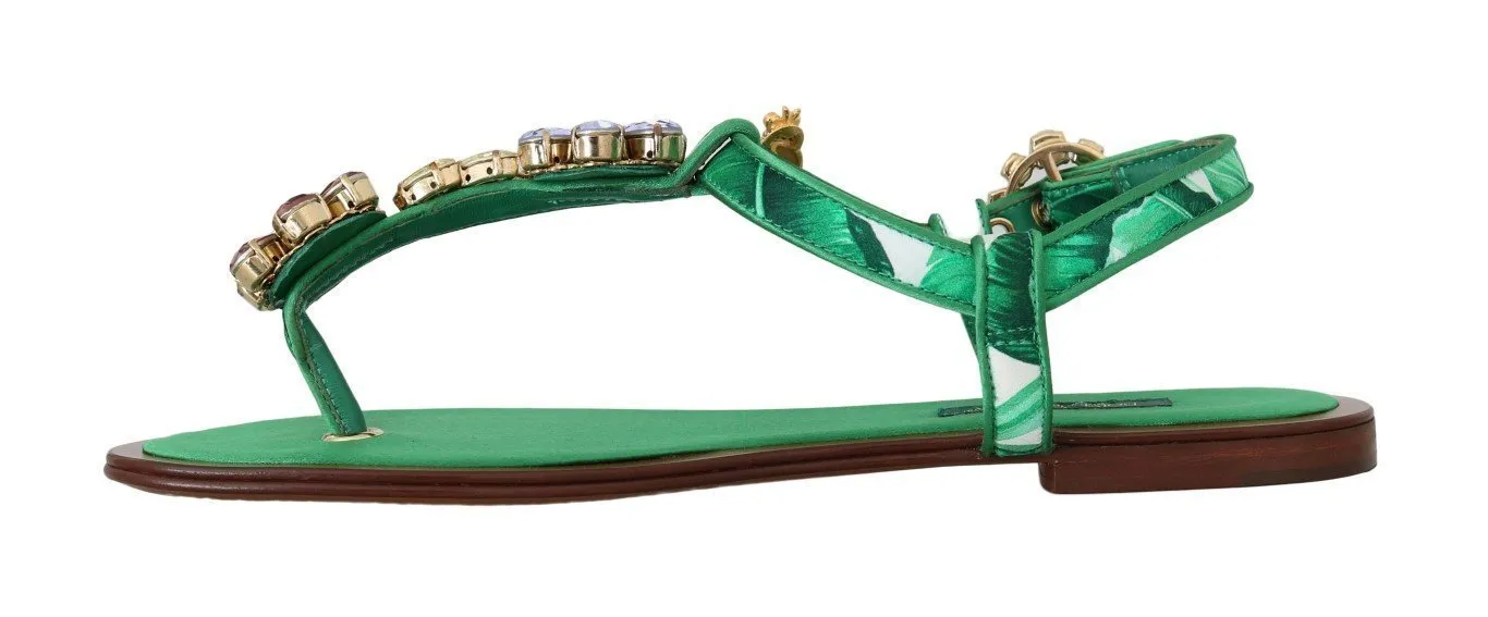 Green Banana Leafs Crystal Sandals