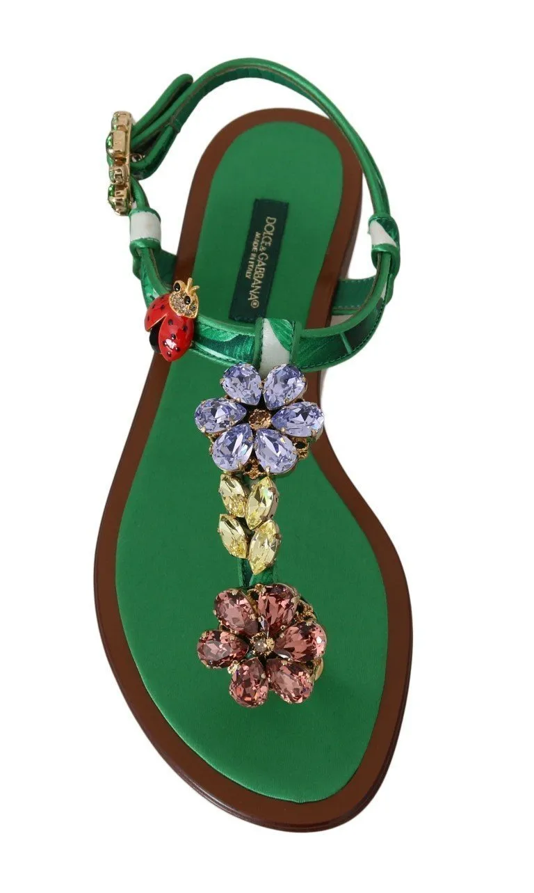 Green Banana Leafs Crystal Sandals
