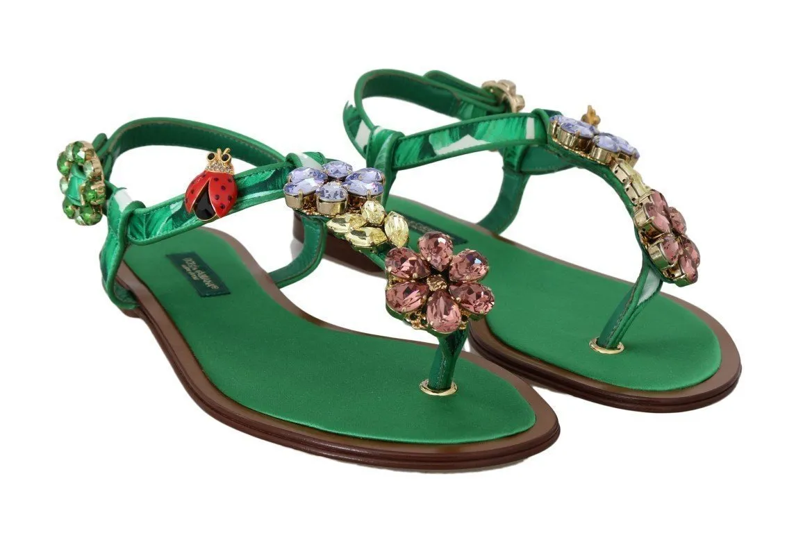 Green Banana Leafs Crystal Sandals