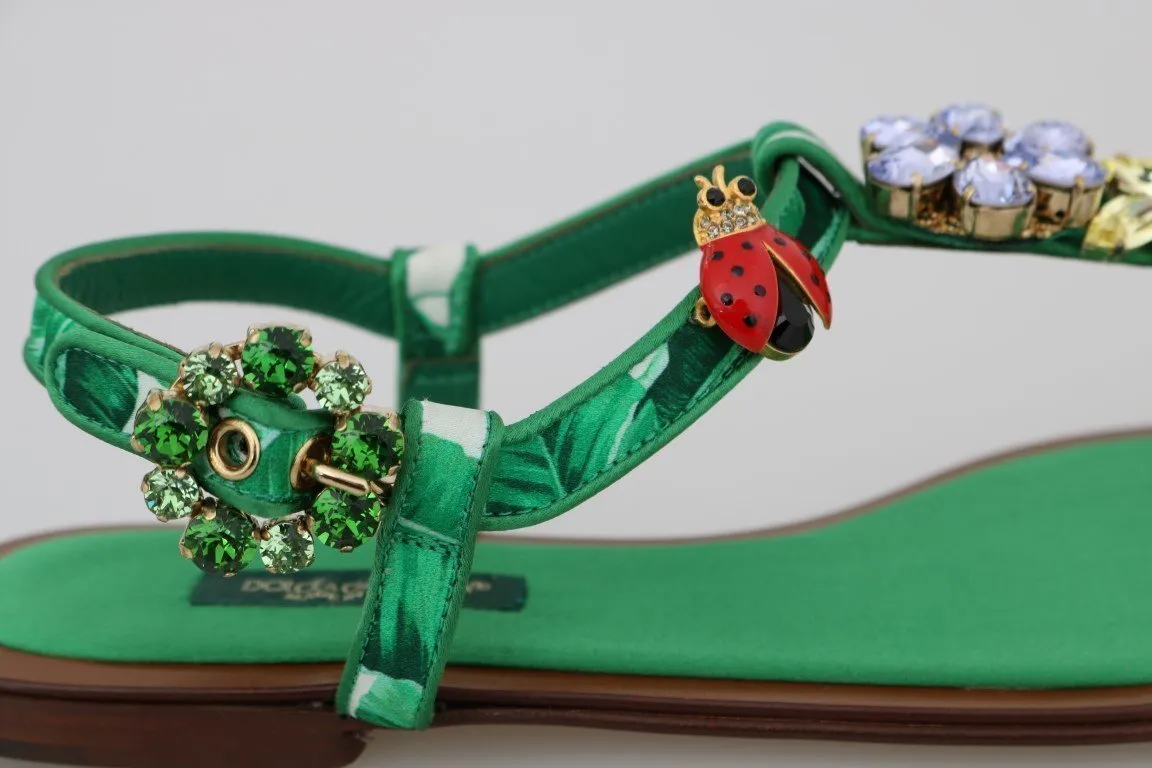 Green Banana Leafs Crystal Sandals