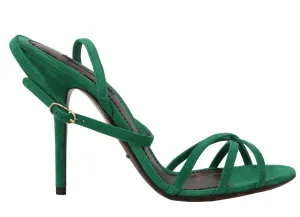 Green Suede Ankle Strap Sandals