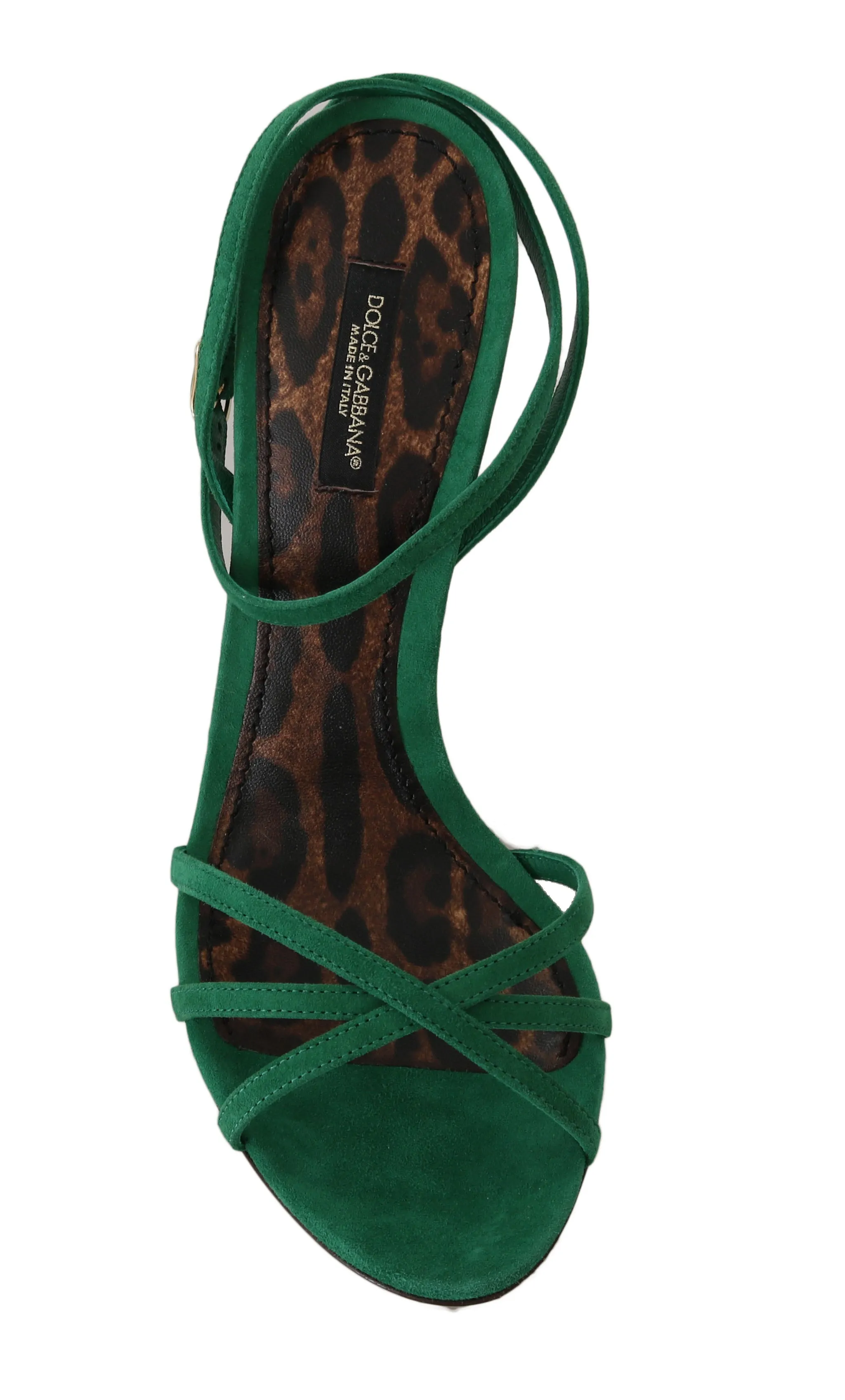 Green Suede Ankle Strap Sandals