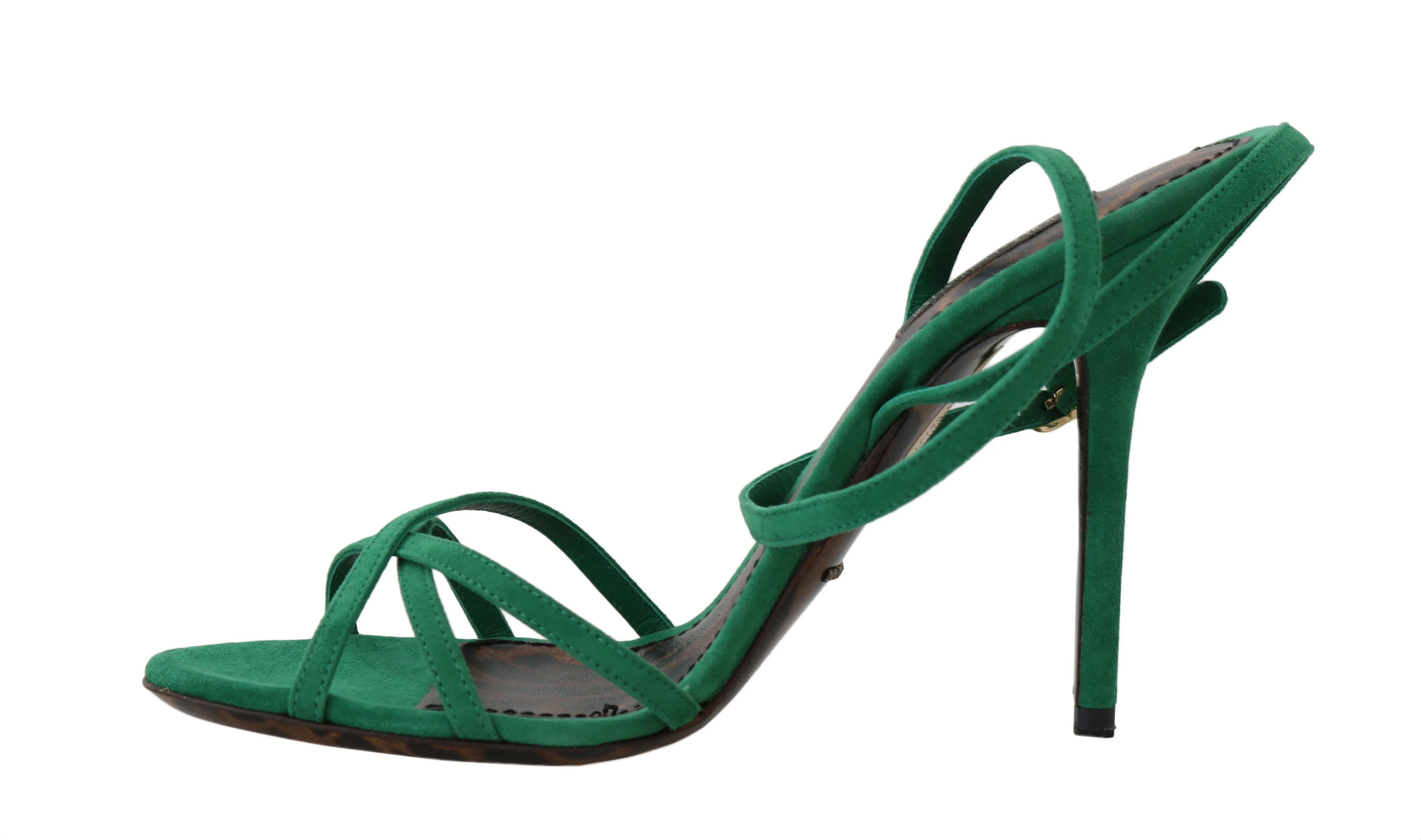 Green Suede Ankle Strap Sandals