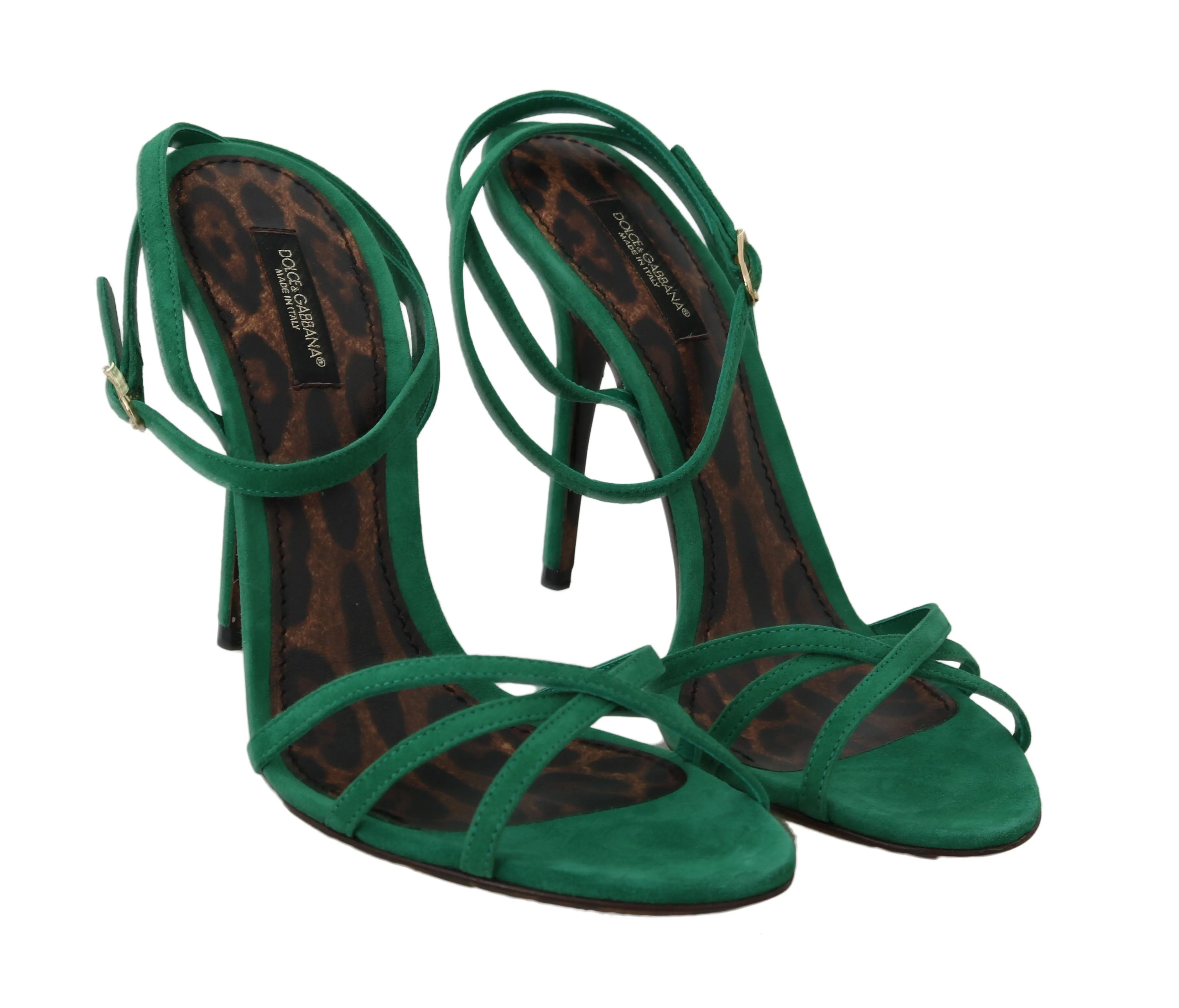 Green Suede Ankle Strap Sandals
