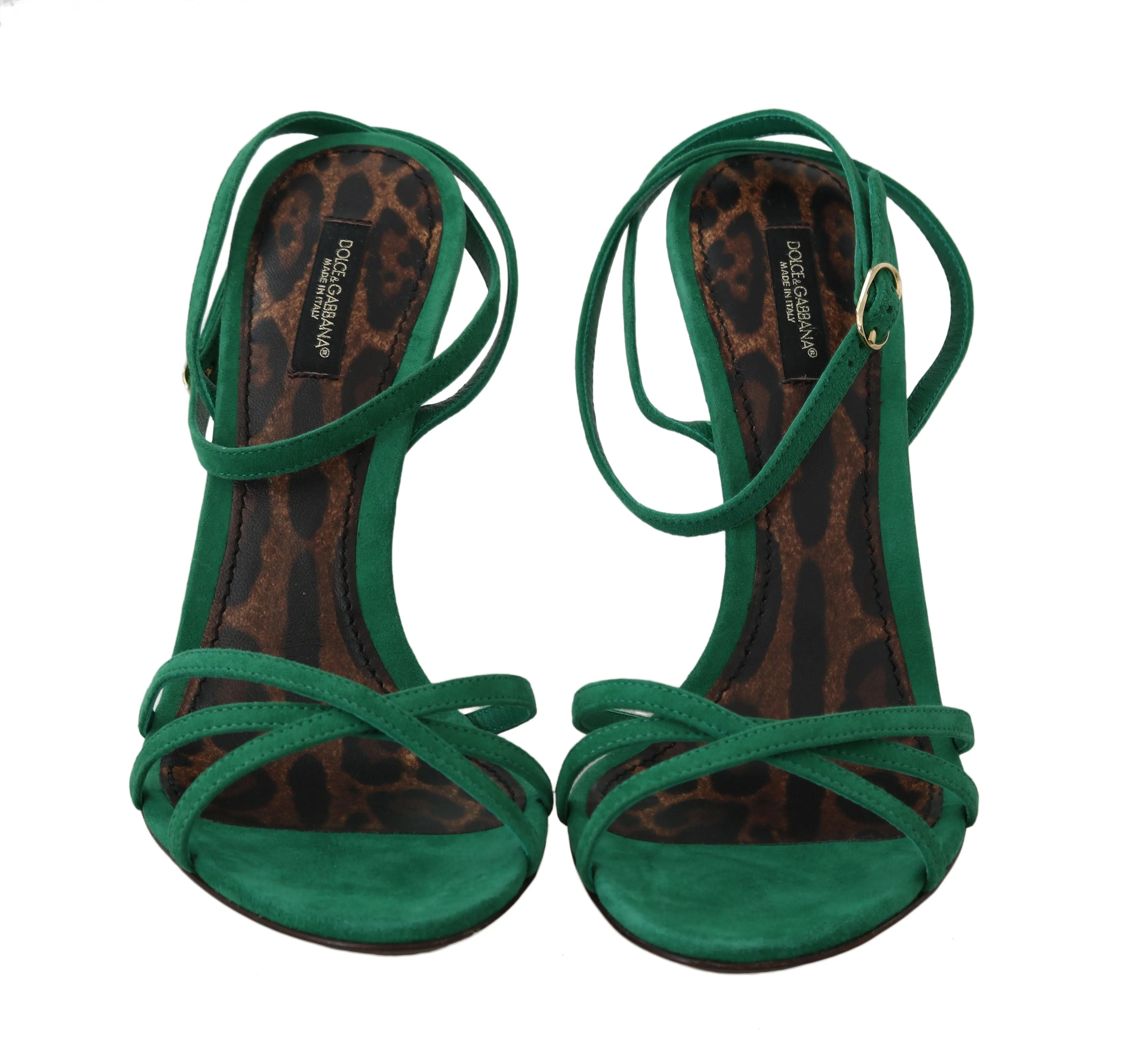 Green Suede Ankle Strap Sandals