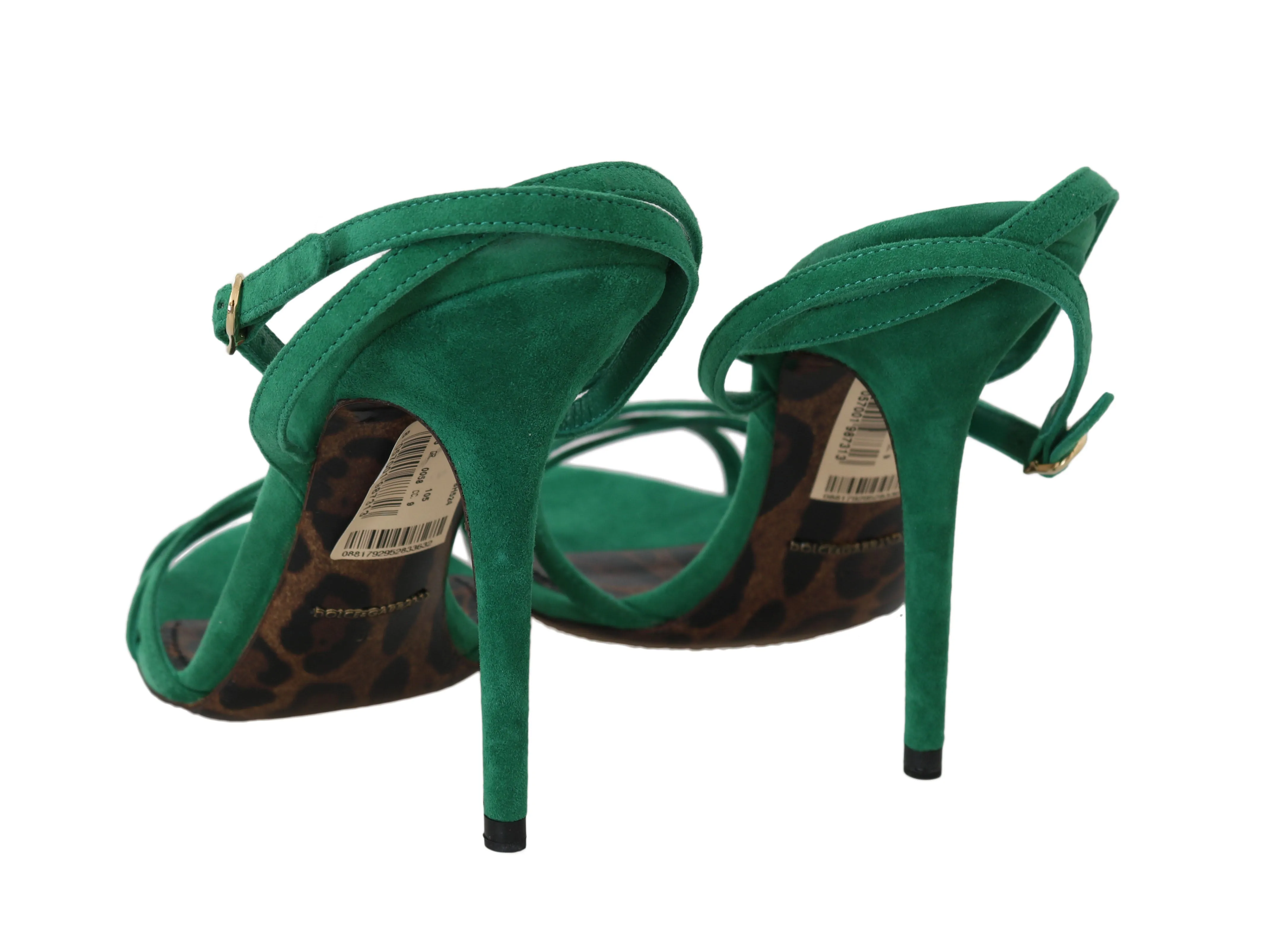 Green Suede Ankle Strap Sandals