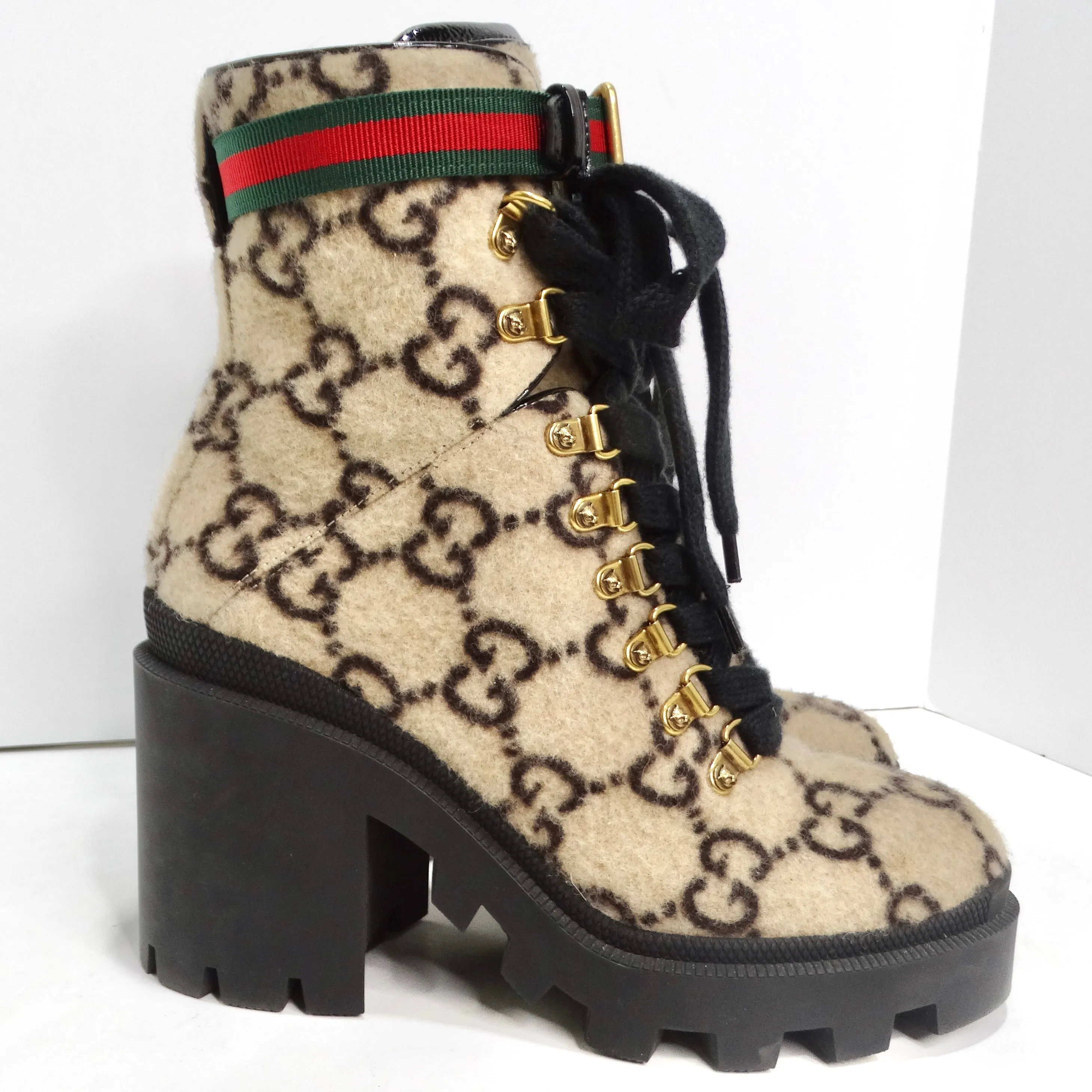 Gucci GG Monogram Wool Ankle Boots