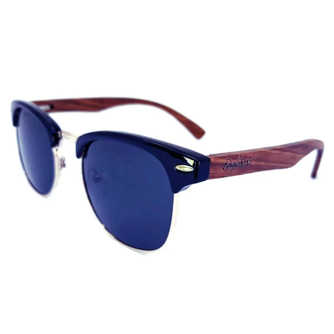 Handcrafted Walnut Wood Club Style Sunglasses With Bamboo Case,