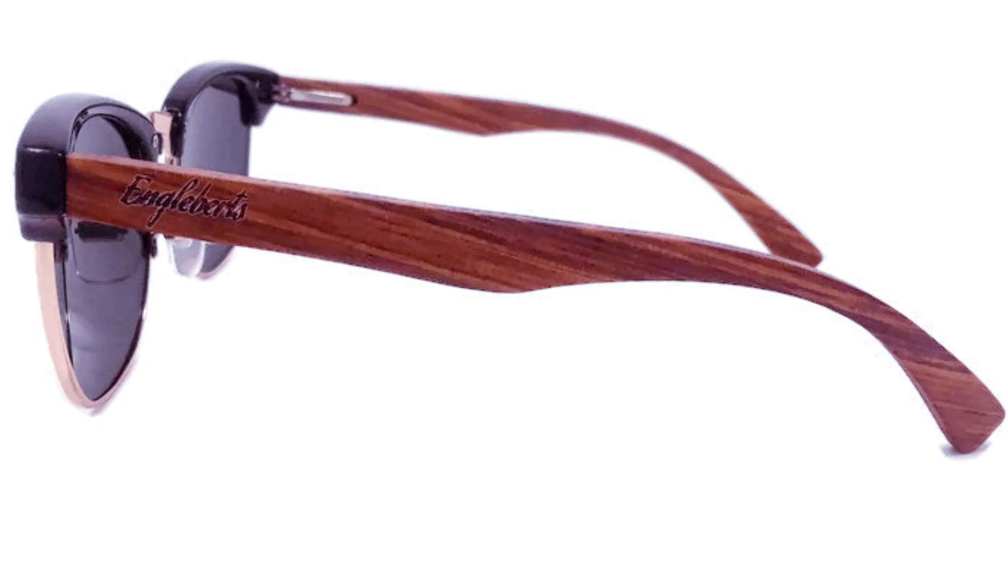Handcrafted Walnut Wood Club Style Sunglasses With Bamboo Case,